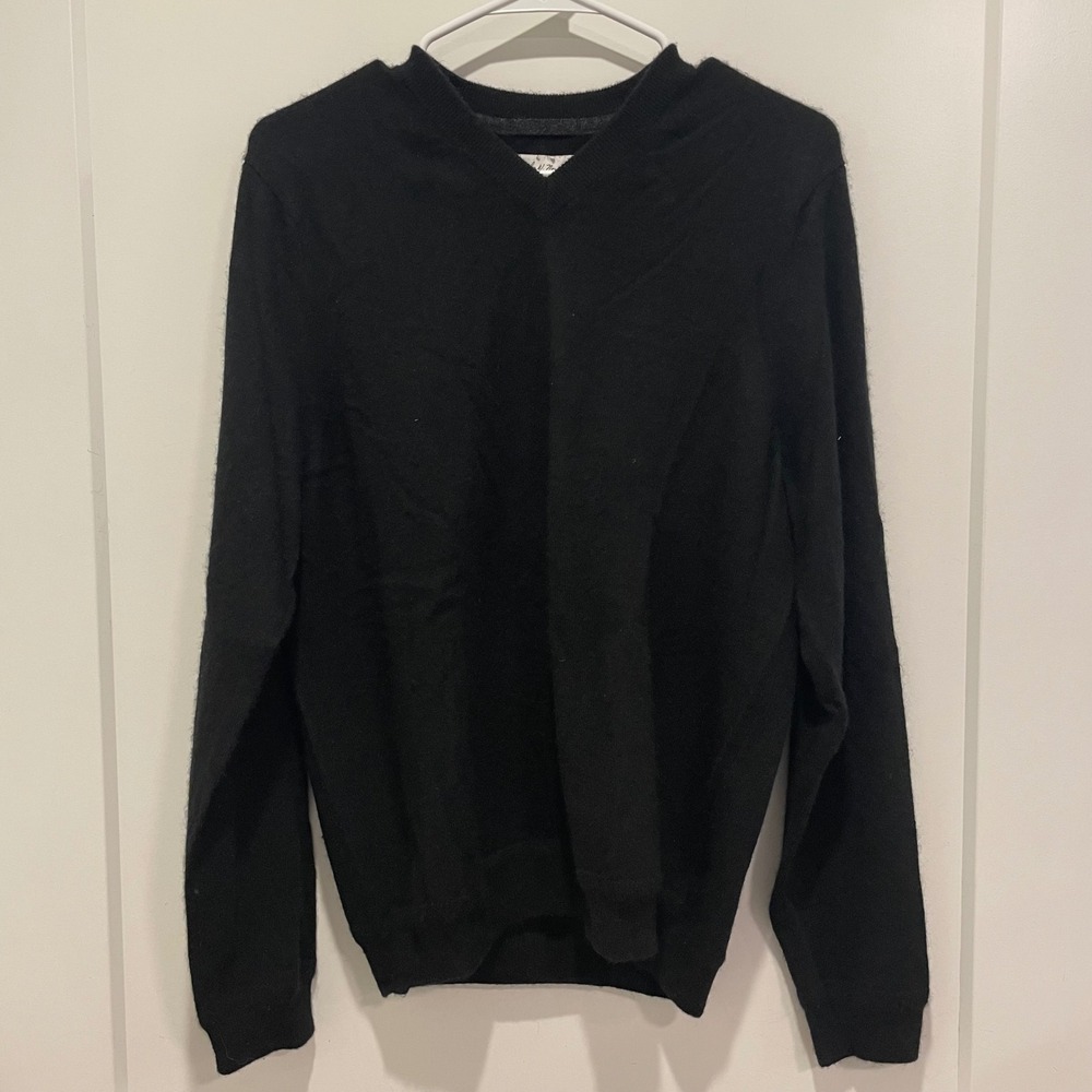 John W. Nordstrom Mens Black 100% Cashmere V-Neck Sweater Size M